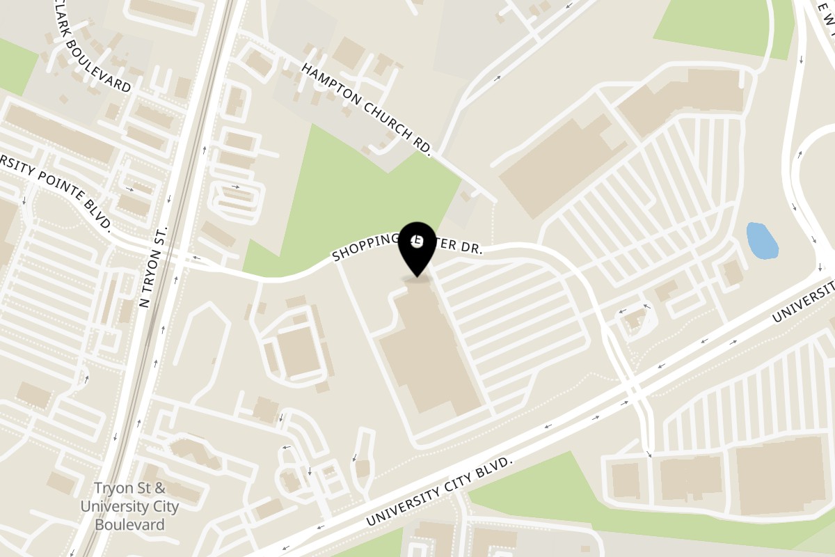Map showing the location of Honest Indian Vegetarian Restaurant on 8109 University City Blvd c c in Charlotte